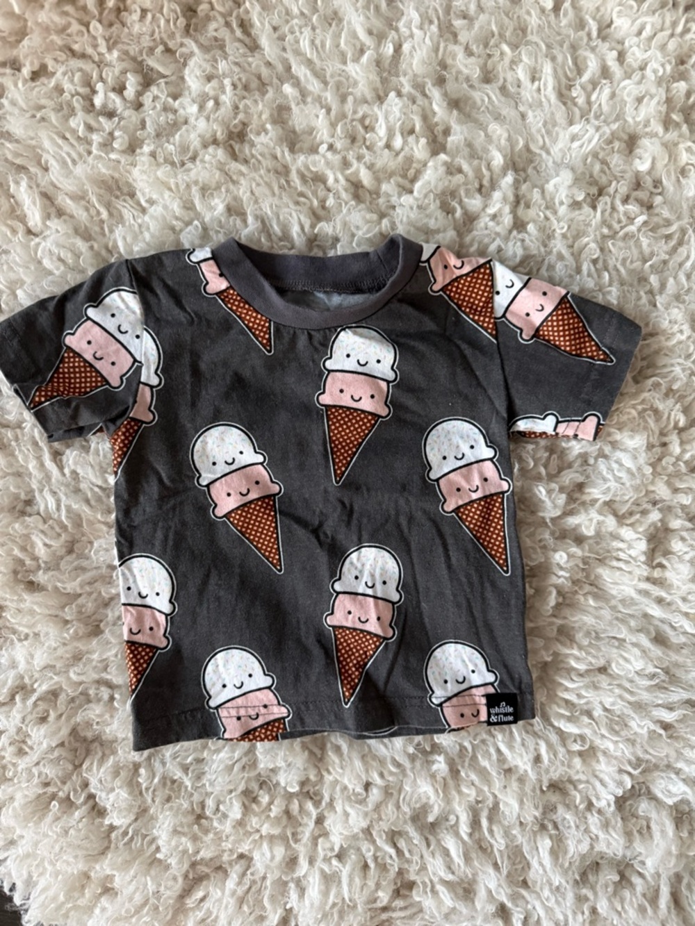 Whistle & Flute - Charcoal Grey Ice Cream Print Tee - Cute Double Scoop Graphic - Picture 5 of 5
